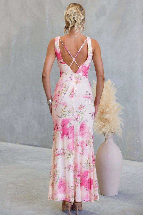 New Sexy Floral Print Mesh Mid-Length Dress CODE: KAR5316