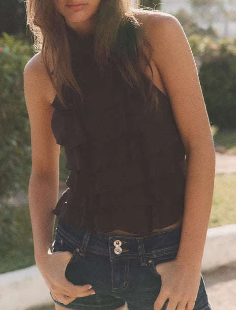 New Collarless Casual Versatile Short Sleeveless Top CODE: KAR5317