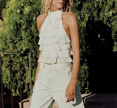 New Collarless Casual Versatile Short Sleeveless Top CODE: KAR5317