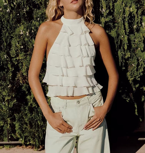 New Collarless Casual Versatile Short Sleeveless Top CODE: KAR5317