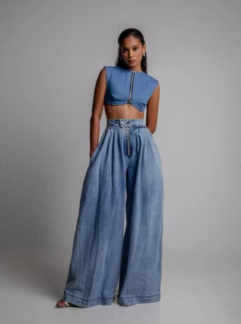 New Fashion Loose button High Waist Pants CODE: KAR5321