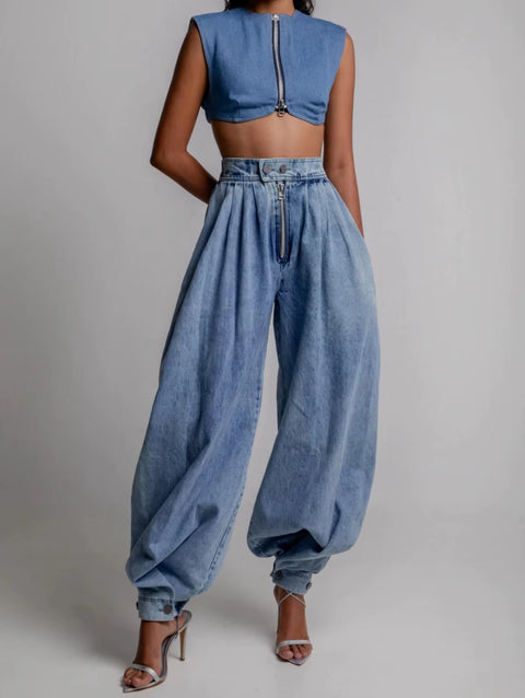 New Fashion Loose button High Waist Pants CODE: KAR5321