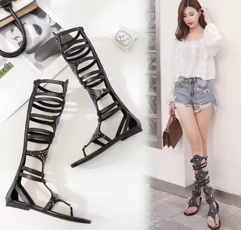 New Fashion Flat Rivet High Top Boots CODE: KAR5326