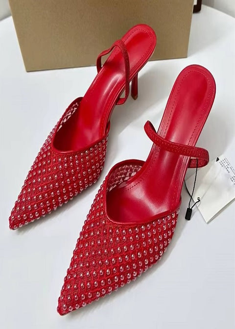 New Design Pearl Breathable Mesh High Heels CODE: KAR5328