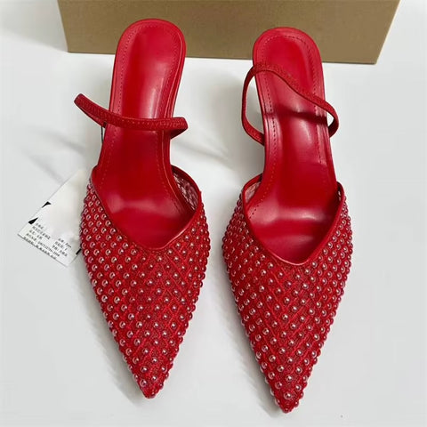 New Design Pearl Breathable Mesh High Heels CODE: KAR5328