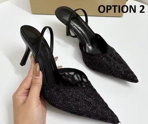 New Floral Design Pointed Toe Wedding Heels CODE: KAR5329