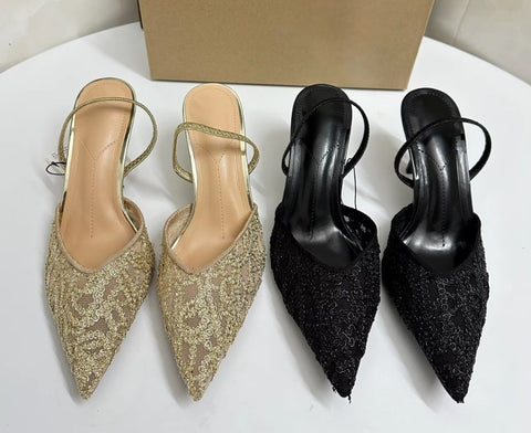 New Floral Design Pointed Toe Wedding Heels CODE: KAR5329