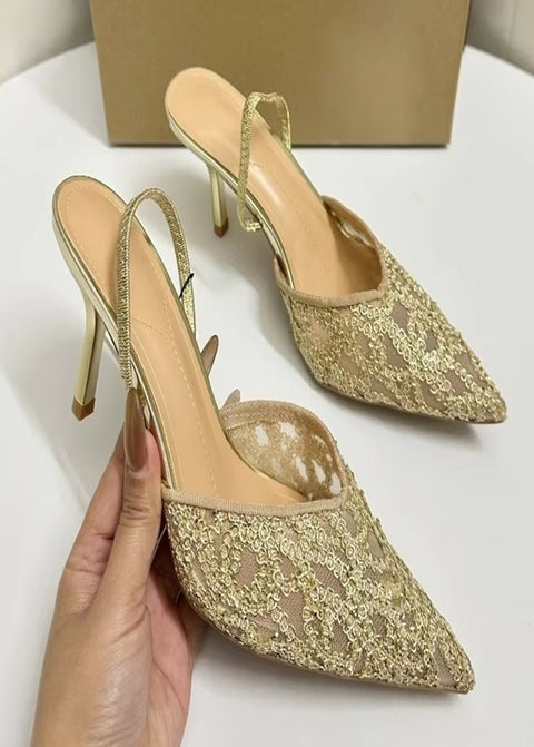 New Floral Design Pointed Toe Wedding Heels CODE: KAR5329