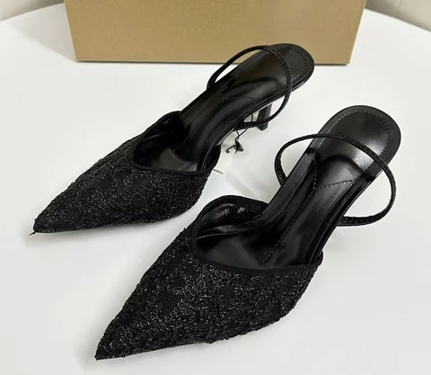 New Floral Design Pointed Toe Wedding Heels CODE: KAR5329