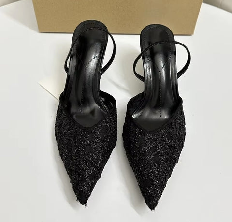 New Floral Design Pointed Toe Wedding Heels CODE: KAR5329