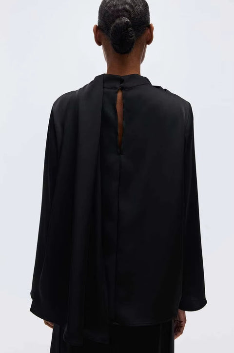 New Elegant Fashion Shawl Design long-sleeved Top CODE: KAR5330