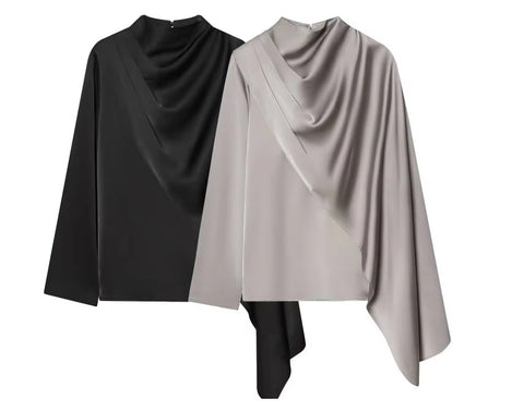 New Elegant Fashion Shawl Design long-sleeved Top CODE: KAR5330
