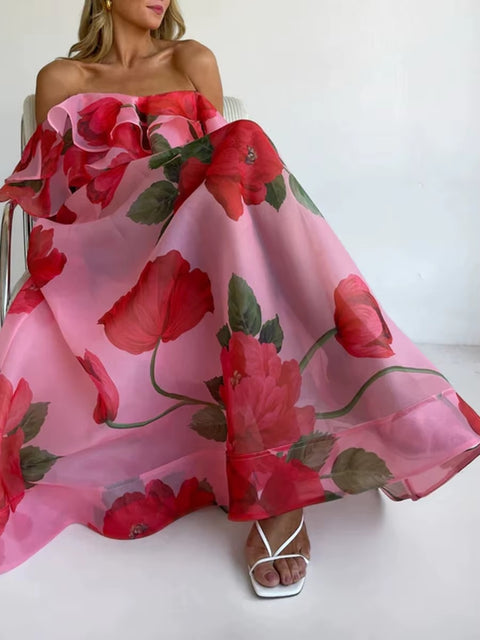 Sexy Flower Print Off Shoulder Top & Party Skirt Set CODE: KAR5331
