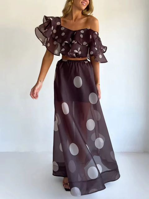 Sexy Flower Print Off Shoulder Top & Party Skirt Set CODE: KAR5331