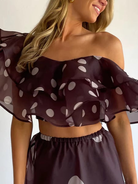 Sexy Flower Print Off Shoulder Top & Party Skirt Set CODE: KAR5331