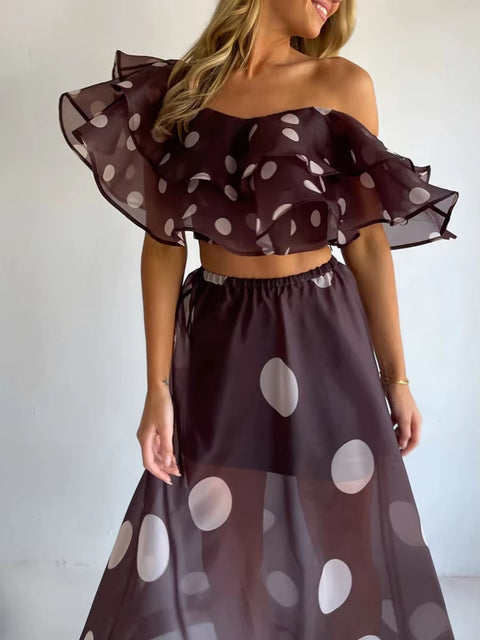 Sexy Flower Print Off Shoulder Top & Party Skirt Set CODE: KAR5331