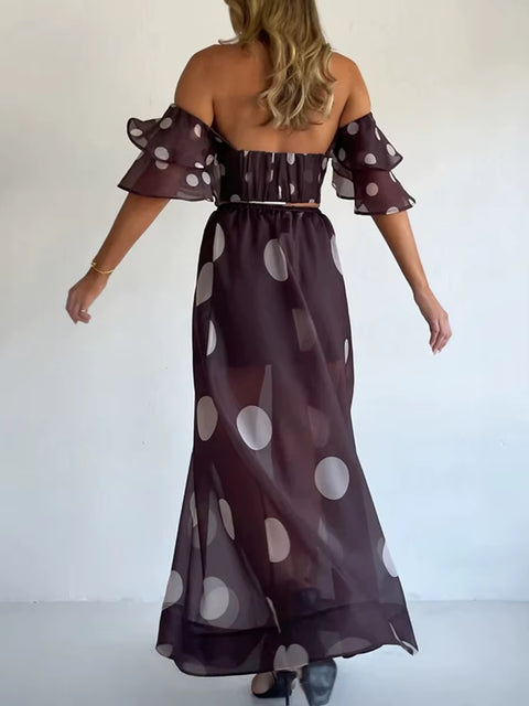 Sexy Flower Print Off Shoulder Top & Party Skirt Set CODE: KAR5331