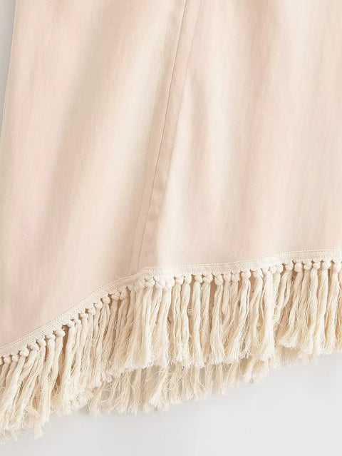 New Fashion Solid Tassel Decoration Sleeveless Halter Loose Street Pants Set CODE: KAR5336