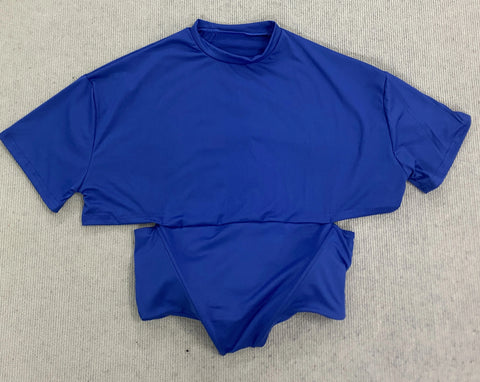 New shoulder waist cinched five quarter sleeve T-shirt top CODE: KAR5339