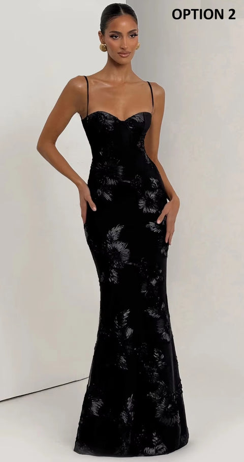 New Floral Backless Long Dress CODE: KAR5340