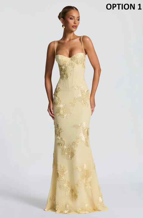 New Floral Backless Long Dress CODE: KAR5340