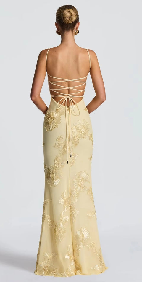 New Floral Backless Long Dress CODE: KAR5340
