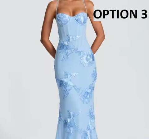 New Floral Backless Long Dress CODE: KAR5340