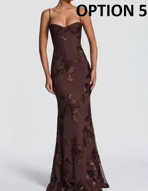 New Floral Backless Long Dress CODE: KAR5340