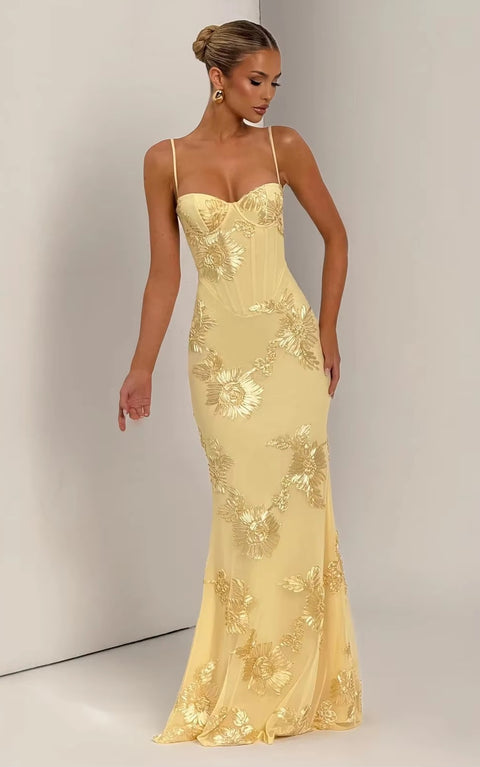 New Floral Backless Long Dress CODE: KAR5340