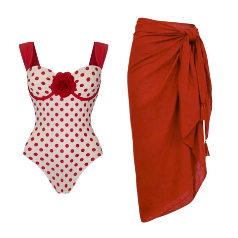 New Retro Polka Dot Thermal Spa Swimsuit Set CODE: KAR5342