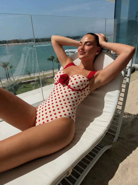 New Retro Polka Dot Thermal Spa Swimsuit Set CODE: KAR5342