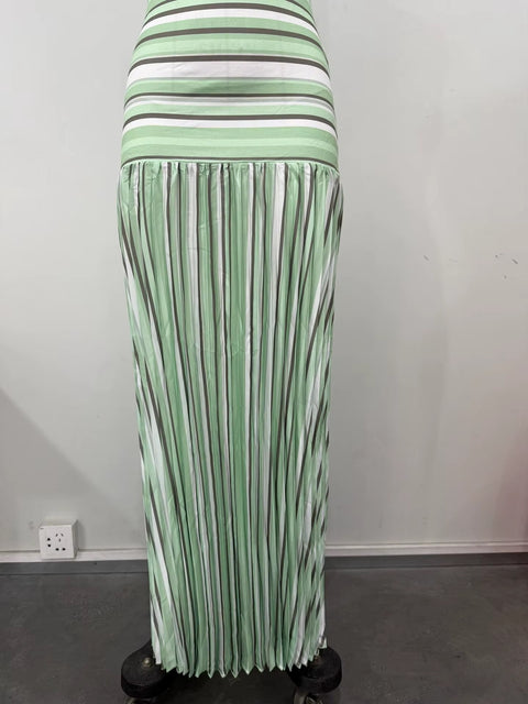 New Slim Striped Contrast Color Sleeveless Vacation Dress CODE: KAR5344