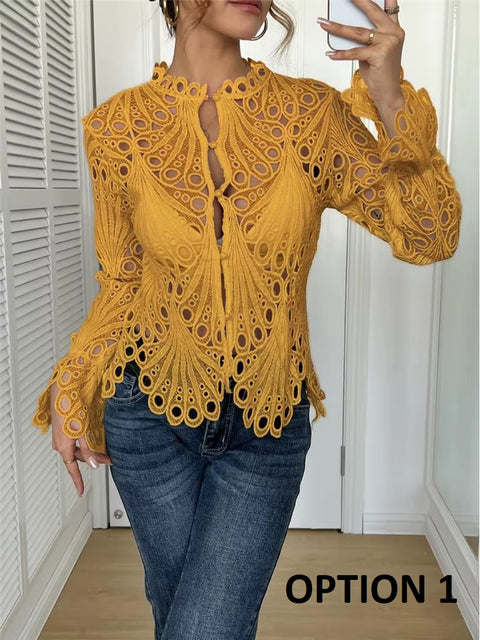 New Korean Style Flared Lace Knitted Breathable Tops CODE: KAR5347