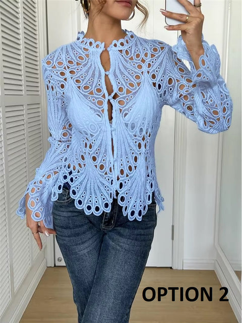 New Korean Style Flared Lace Knitted Breathable Tops CODE: KAR5347