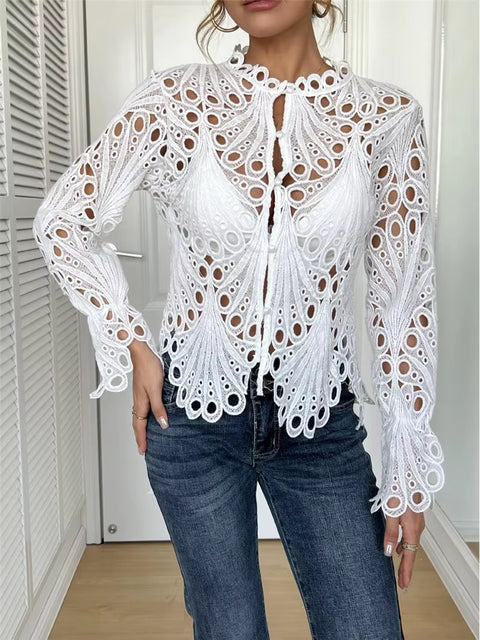 New Korean Style Flared Lace Knitted Breathable Tops CODE: KAR5347