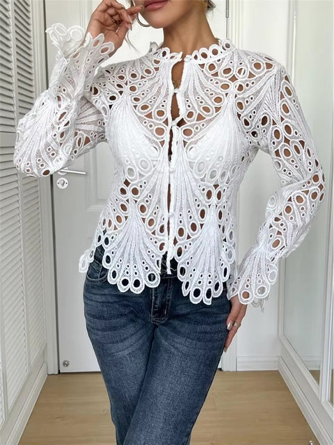 New Korean Style Flared Lace Knitted Breathable Tops CODE: KAR5347