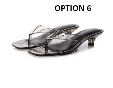 New Crystal Jelly Low Wine Glass Heel Toe Post Square Toe Sandals CODE: KAR5348