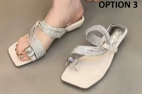 New Square Toe Loop Fashionable Comfortable Heel Slippers CODE: KAR5352