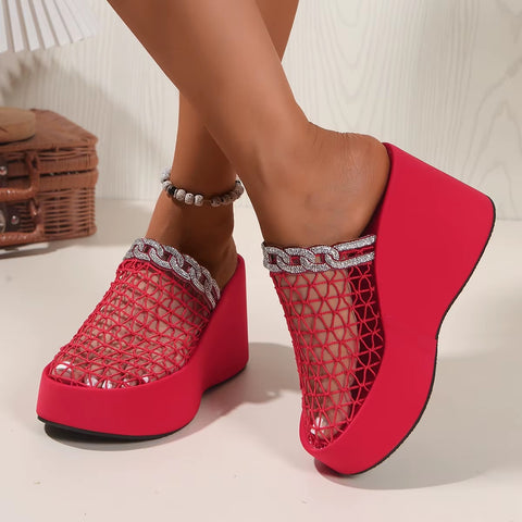 New Hollow out Metal Buckle Toe Cover High Heel Sandals CODE: KAR5353