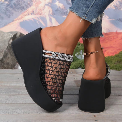 New Hollow out Metal Buckle Toe Cover High Heel Sandals CODE: KAR5353