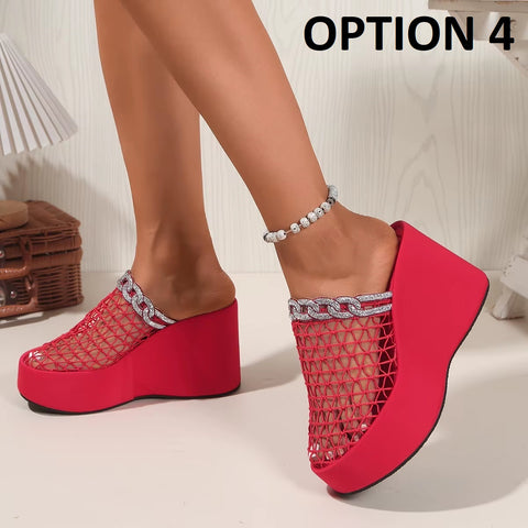 New Hollow out Metal Buckle Toe Cover High Heel Sandals CODE: KAR5353