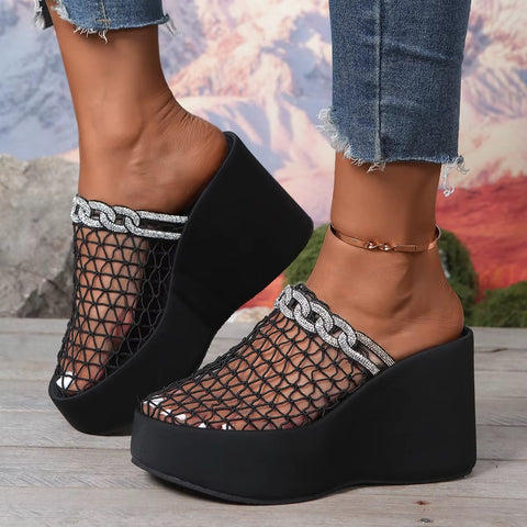 New Hollow out Metal Buckle Toe Cover High Heel Sandals CODE: KAR5353