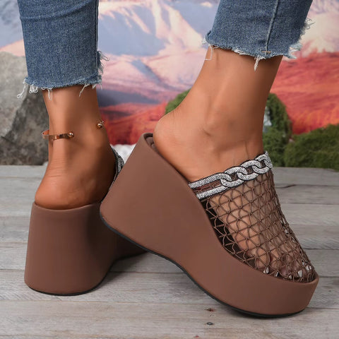 New Hollow out Metal Buckle Toe Cover High Heel Sandals CODE: KAR5353