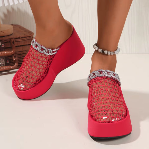 New Hollow out Metal Buckle Toe Cover High Heel Sandals CODE: KAR5353