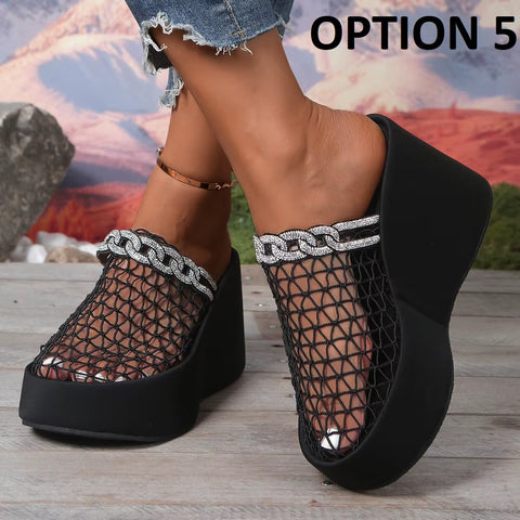 New Hollow out Metal Buckle Toe Cover High Heel Sandals CODE: KAR5353