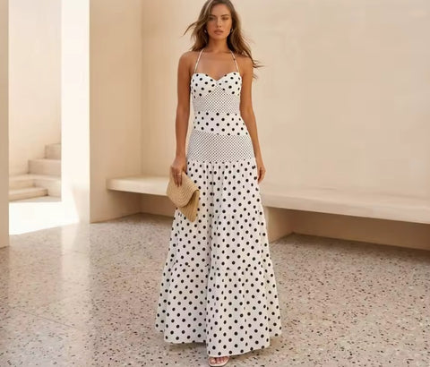 New  Polka Dot Casual Sleeveless Long Maxi Dress CODE: KAR5356