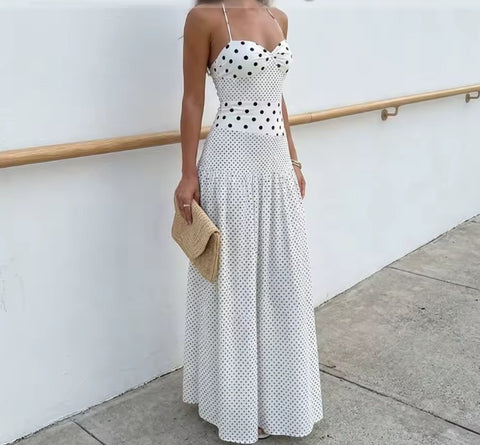 New  Polka Dot Casual Sleeveless Long Maxi Dress CODE: KAR5356
