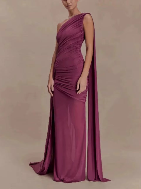 New One Shoulder Cape Bodycon Party Dress CODE: KAR5359