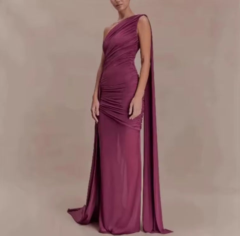 New One Shoulder Cape Bodycon Party Dress CODE: KAR5359