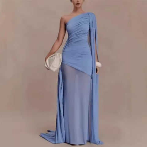 New One Shoulder Cape Bodycon Party Dress CODE: KAR5359